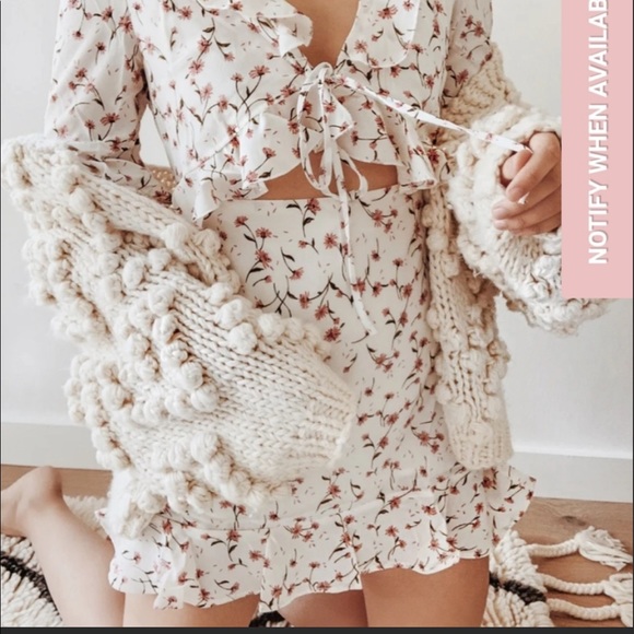 NEW floral summer mini dress front tie ruffled keyhole cutout pinup retro LARGE - Picture 15 of 16